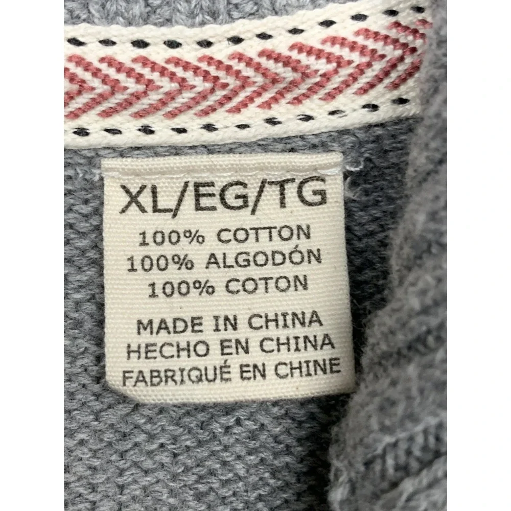 Weatherproof Vintage Sweater‎ Mens XL Gray 1/4 Zip Cotton Nordic Pattern